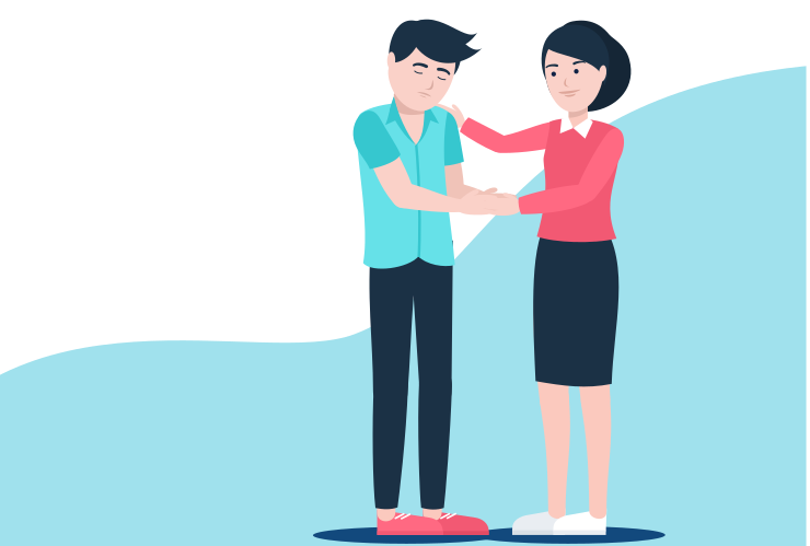 Terapeuta consolando a un paciente aflijido