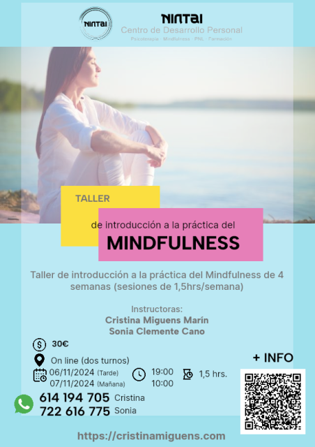 Cartel del taller de MIndfulness, con toda la información